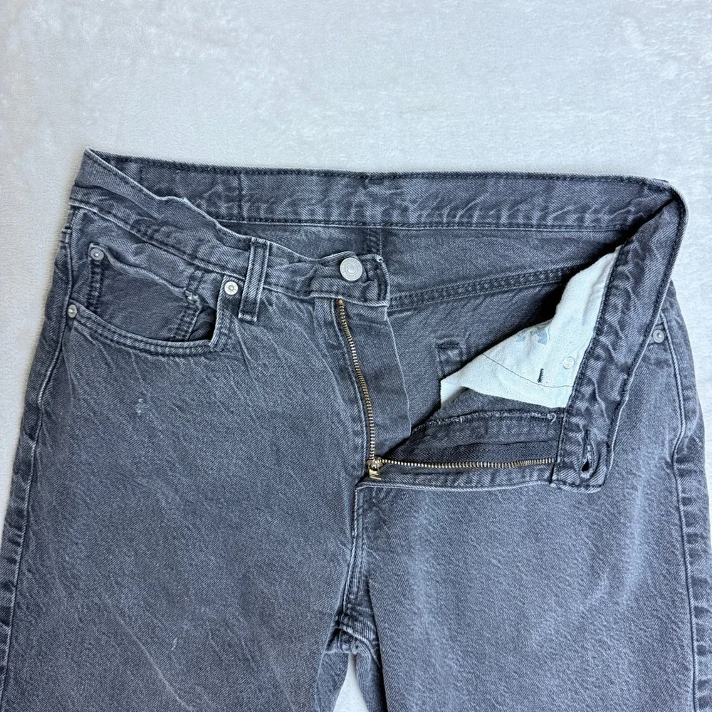 Levis 469 Denim Shorts Mens 32x12 Black Faded Loose Fit Baggy Skater Grunge Y2K